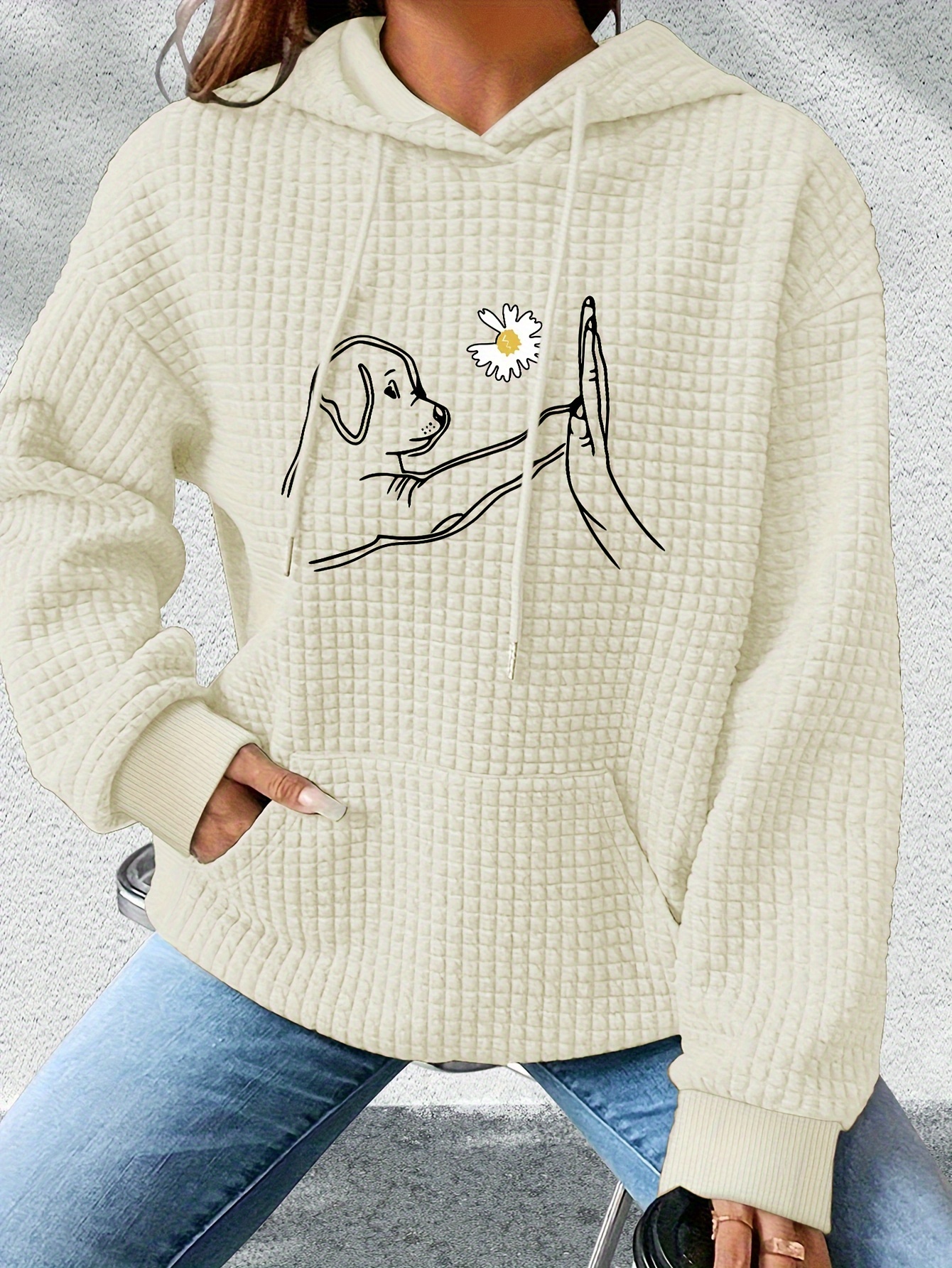 moletom casual feminino com e estampa de cachorro Temu Portugal