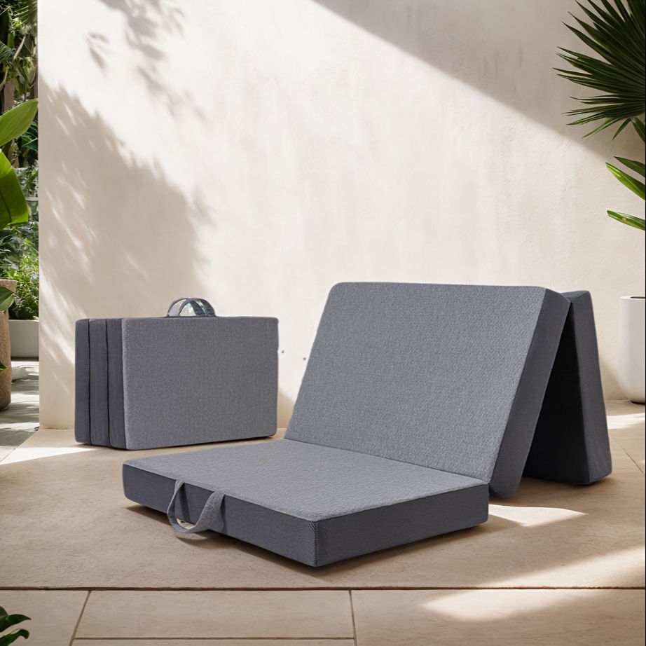 6 Inch Memory Foam Tri-Folding Mattress With Soft Removable Bamboo Cover Foldable Orthopedic Sofa Bed With Non Slip Bottom