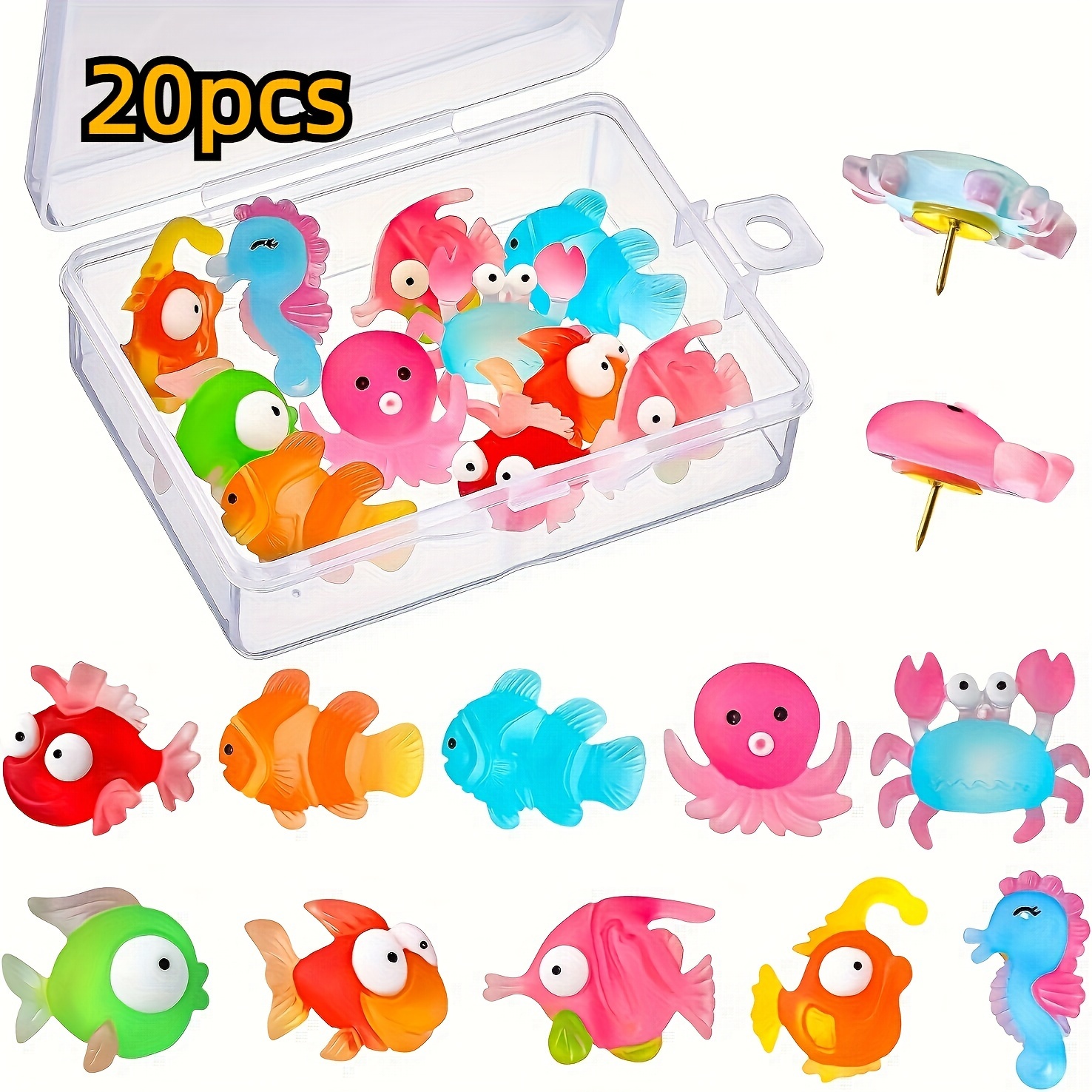 Image of 20pcs Decorative Push Pins For Cork Boards And Bulletin Boards - Set Of 20 Thumb Tacks For Photos, Maps, And Wall Decor