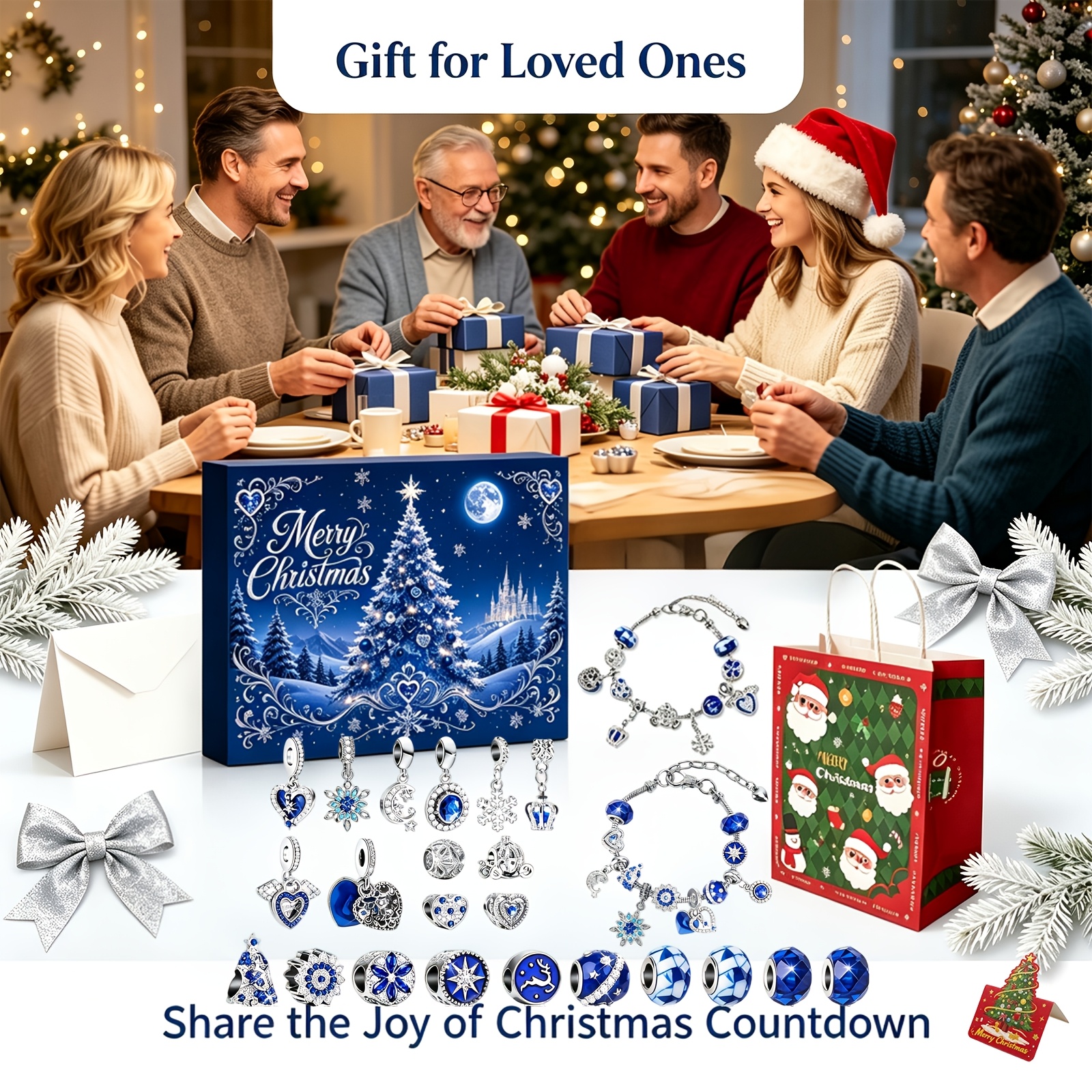 Christmas Countdown Calendar with 24 Compartments, Festive Gift