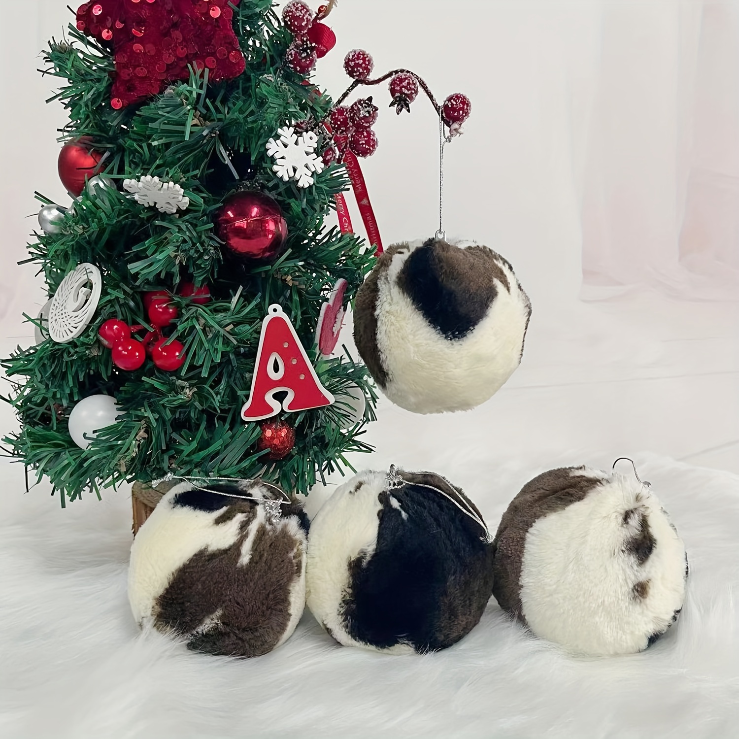 

Mandyq 3.14" Cow Print Plush Christmas Ornament - Festive Holiday Decor For Home, Perfect For & New Year