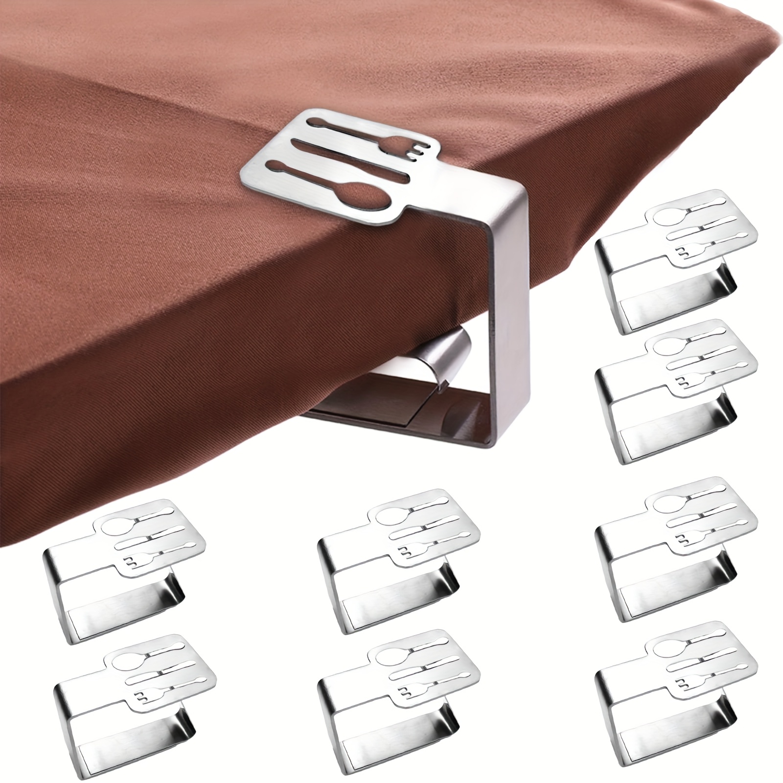 E-shop 8er-Pack Tischdeckenklammern - Outdoor Tischdeckenklammern - Dicke und robuste Tischdeckenhalter aus Edelstahl, für den Außen- und Innenbereich,