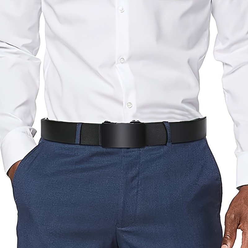 Men's Sleek Leather Belt with Automatic Buckle