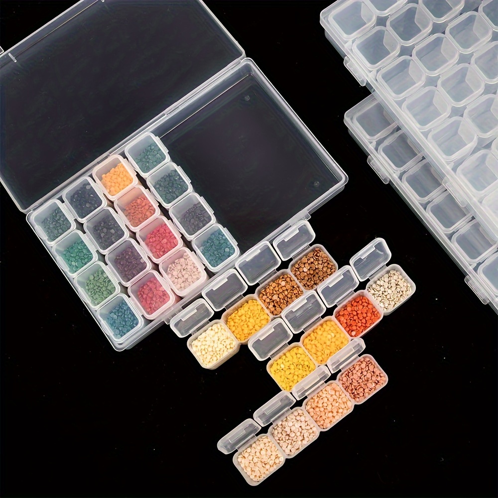 

6/8/10pcs Diamond Painting Storage Containers Diamond Accessories And Tools Boxes Bead Organizer 28 Grids With 400pcs Label Stickers For