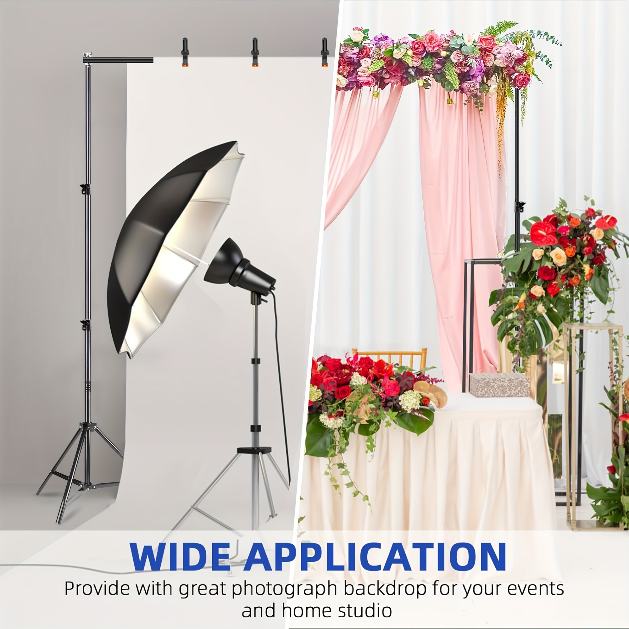 Backdrop Support Stand 2** Photo Backdrop Stand Adjustable Photography  Studio Background Support System Kit with Carrying Bag and Clamps, Pipe and  Dr