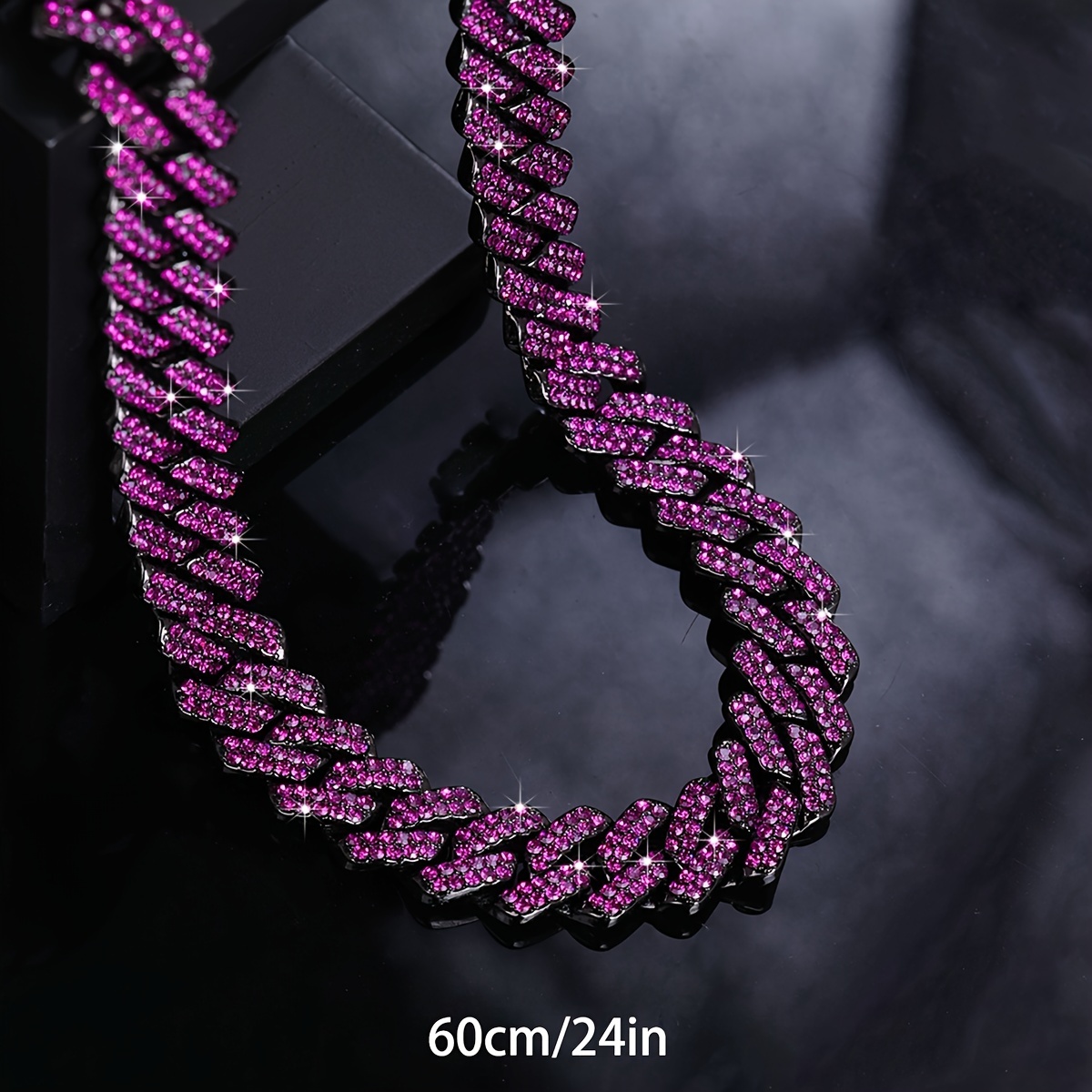 Iced Out Rhinestone Cuban Chain Necklace for Men