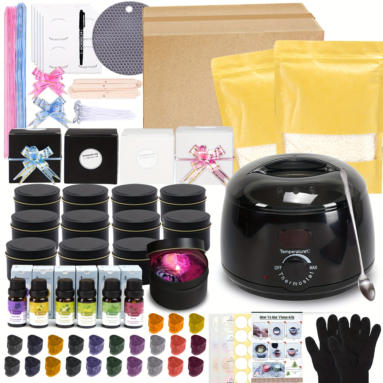 

Candle Making Kit For Adults With Hot Plate, Diy Starter Soy Candle Making Supplies/kit - Perfect As Home Decorations