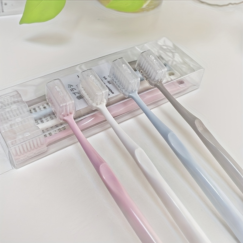4-Pack Japanese Macaron Color Soft Bristle Toothbrushes with Protective Case