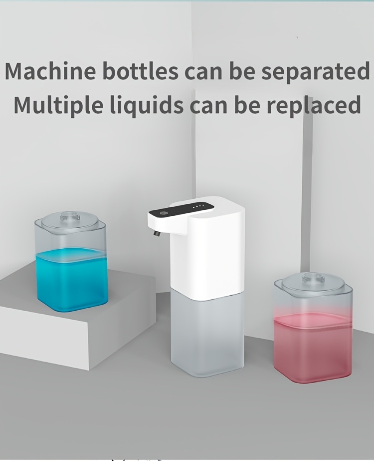 automatic soap dispenser 4 adjustable output levels 3 spray   400ml capacity   usb c rechargeable lithium battery 500mah freestanding plastic material with reusable design for easy and   details 3