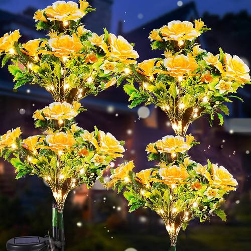 purple 4pcs set yellow 4pcs set solar powered outdoor decoration solar garden light with carnation lantern solar powered outdoor garden solar powered outdoor decoration womens gardening gift