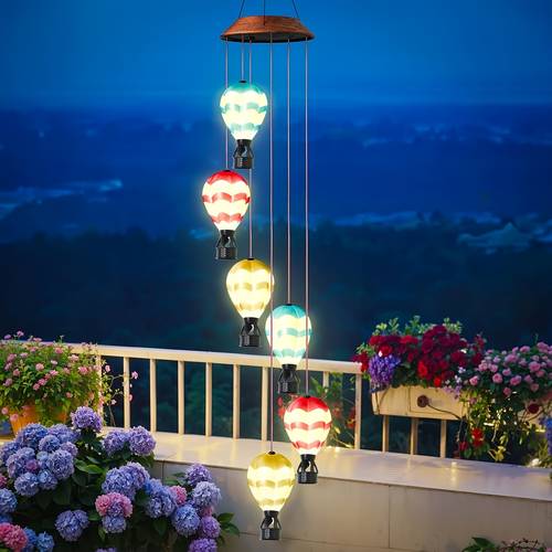 solar wind chimes for outside color changing hot air balloon wind chimes solar lights for outside garden outdoor patio decor gifts for mom birthday gifts for women grandma wife friend