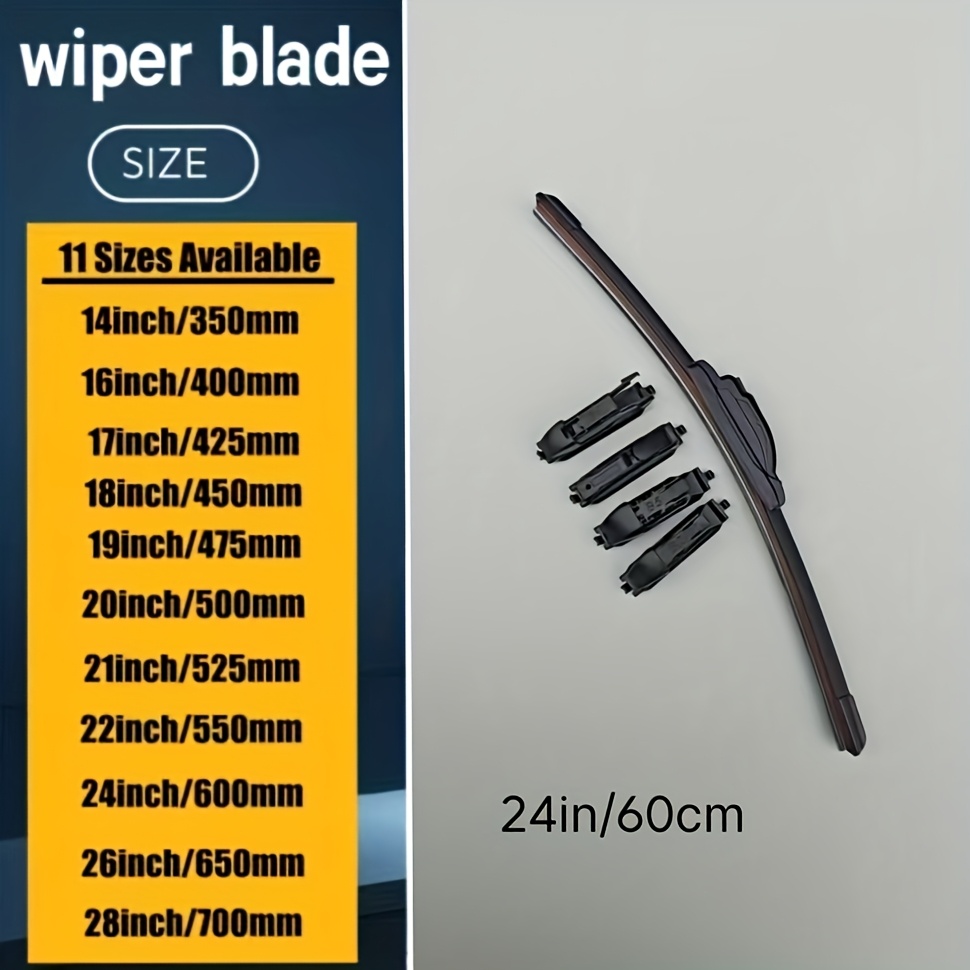 E-shop Upgrade 1 Scheibenwischerblatt + 4 verschiedene Schnittstellenadapter, passend für alle Automodelle, entwickelt mit 6 Schichten Gummireifen für