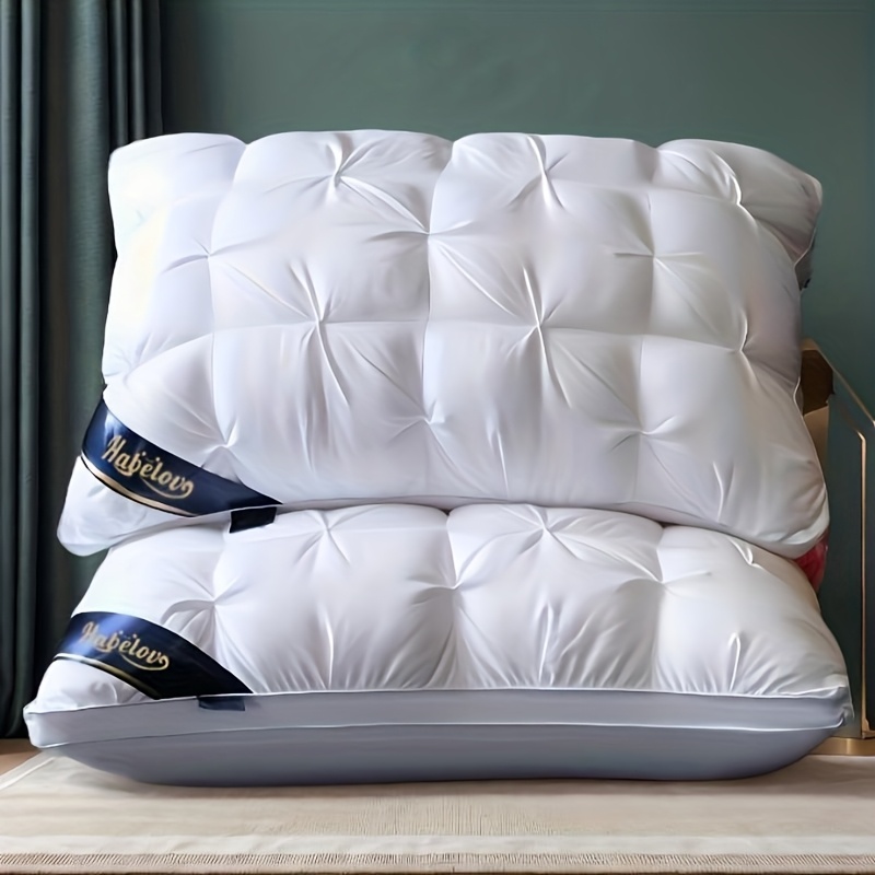 1/2pcs Luxury 5-Star Hotel Quality Pillows - Deep Sleep Neck Support, High Density Non-Sagging All-Season Pillowcase with White Satin, 100% Filling, Vacuum Compressed Packaging (White), Home Comfort, Quilted Design, Premium Fabric