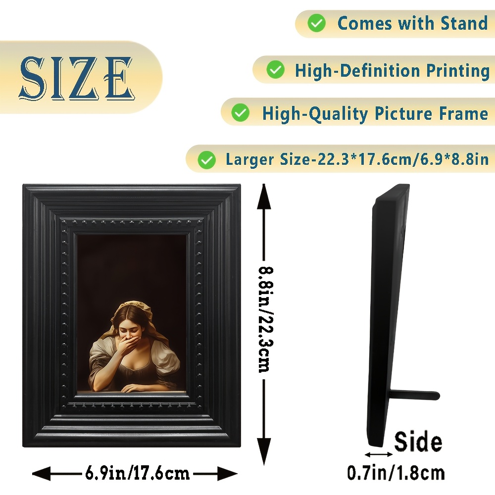 TEMU 2d Flat, 2d Flat, A Vintage Gothic Victorian Frame Featuring A Classical Female Portrait Illustration, Combining Art Wall Decor With Posters,