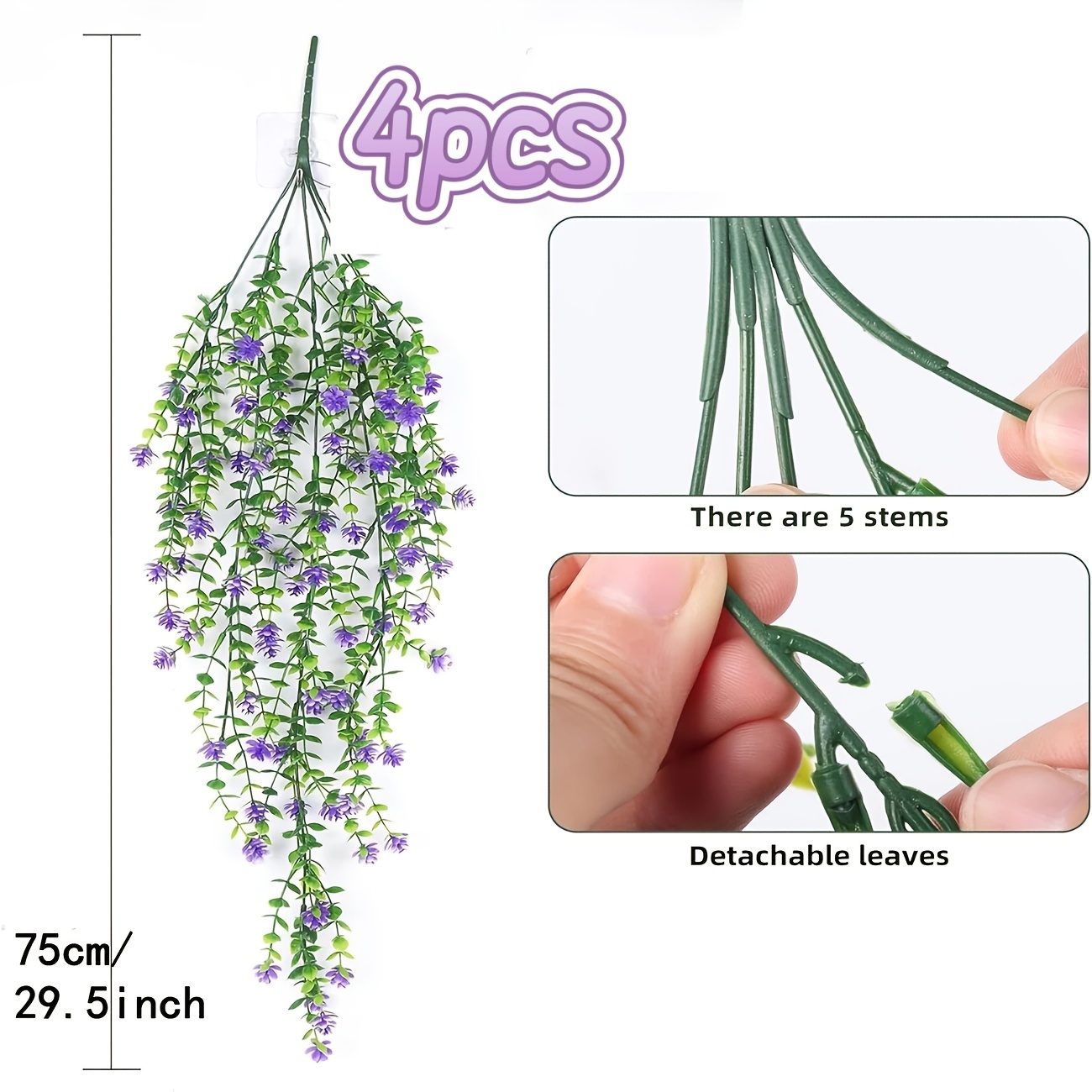 Image of 4pcs Outdoor Hanging Artificial Plants - Size 75cm/29.5inch, Suitable For Indoor And Outdoor Decoration In Homes, Gardens, Weddings, And (thanksgiving, Halloween, Christmas), Suitable For