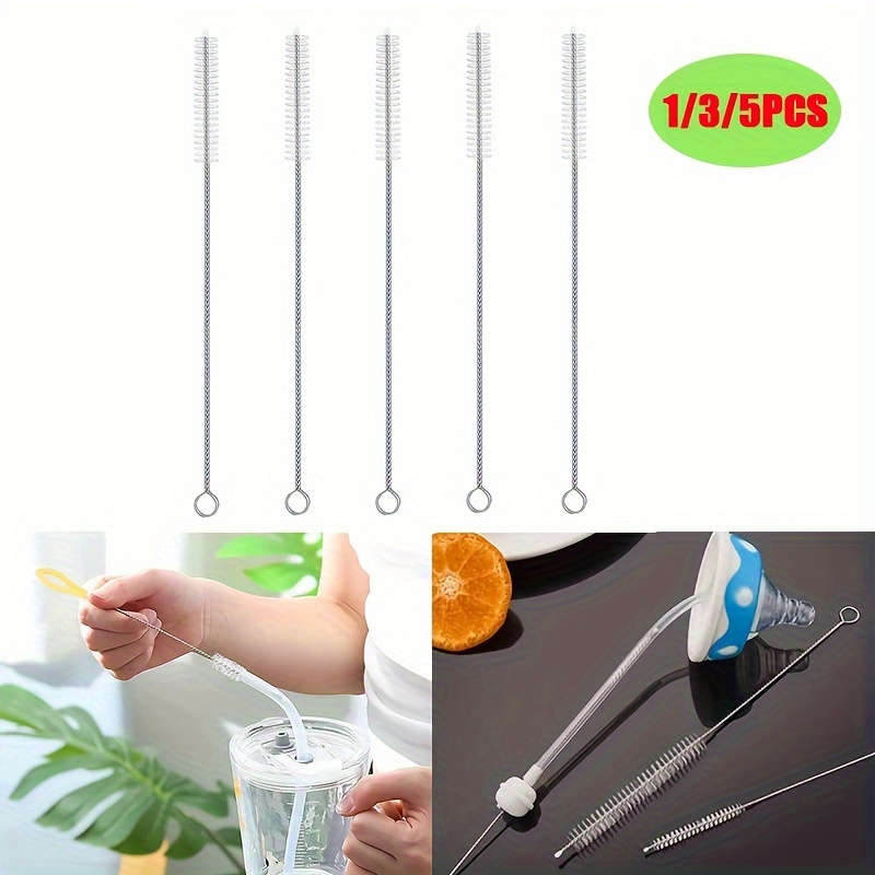 

1/3/5pcs Soft Stainless Steel Bottle Cleaning Brushes, Long Straw Brush, Nylon Pipe Tube Cleaner, For Straws, Test Tubes, Bottles Or Cups