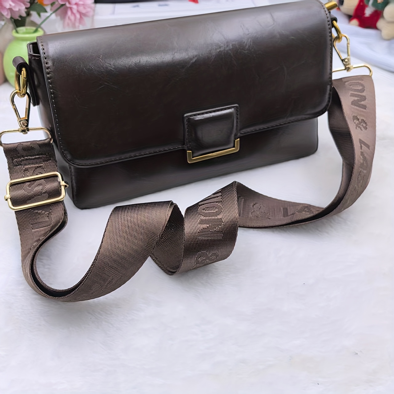 1pc Letter 3.8cm Wide Simple Adjustable Shoulder Strap Canvas Shoulder Bag Fashion Accessory Shoulder Strap, Diy Wallet Making