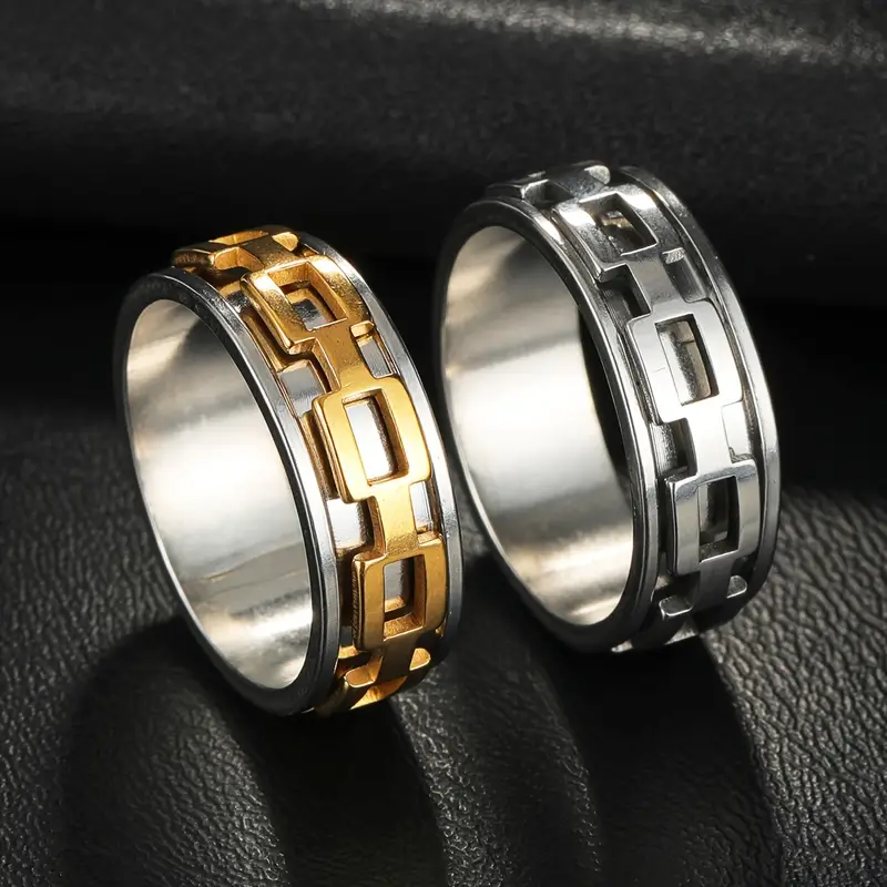 1pc unisex punk style rotating stainless steel ring fashionable opener trendy jewelry gift for men no enamel stainless steel body Product details 3