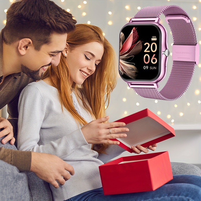 Smartwatch with Stainless Steel Mesh Band, Multiple Sports Modes, Compatible with iPhone and Android Systems, Best Gift Choice