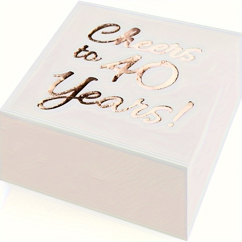 Image of 100pcs Rose Golden 40th Birthday Party Napkins - 3-ply Disposable Paper With Happy Birthday Design, 5x5 Inches, , Decorations For Halloween,christmas Event & Party Supplies For Halloween、christmas