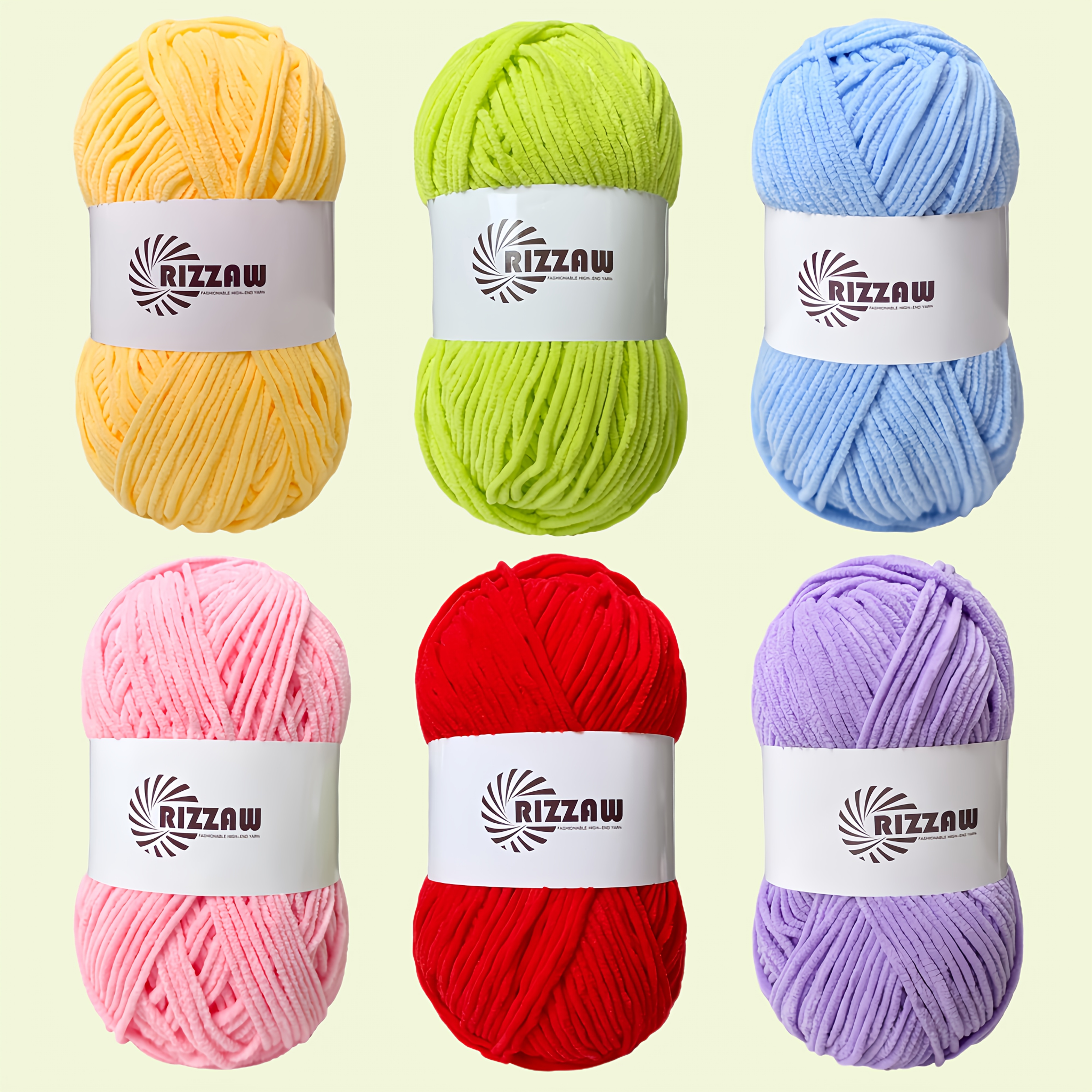 TEMU Set da 6 pezzi di filato in ciniglia 100% poliestere, totale 300g, colori vivaci, e senza , per uncinetto di sciarpe, maglioni, cuscini, borse e