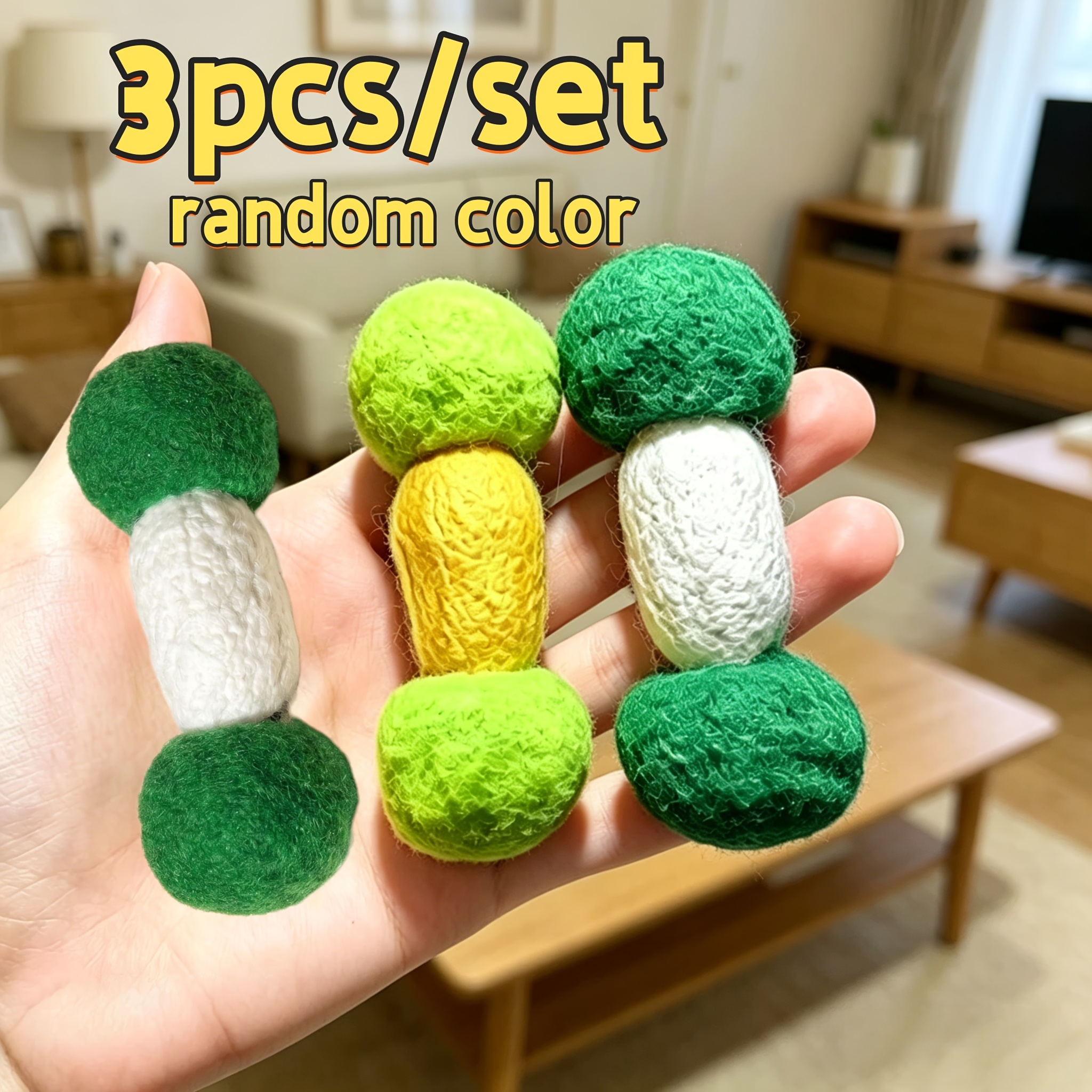 TEMU 3pcs Small Animal Toys, Vibrating Plush Dumbbell , Interactive Toss And Chew Toys For Hamsters, Guinea Pigs And Rabbits, Pet Supplies, (random