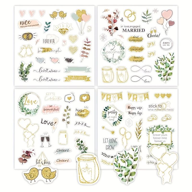Image of 80pcs Wedding Stickers Creative Valentine's Day Love Diy Decoration Planning Hand Account Wedding Stickers