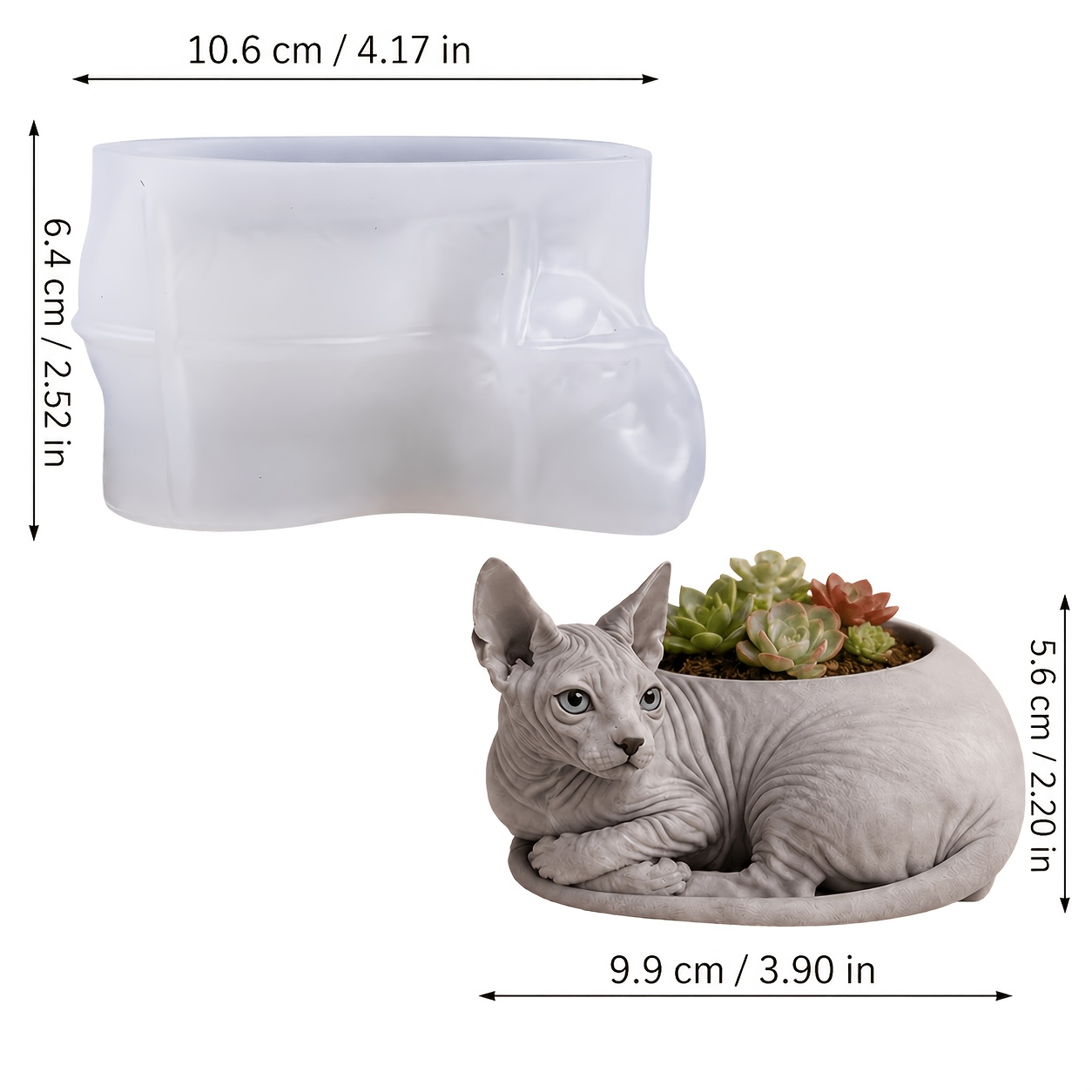 TEMU Moule en silicone Chat poils 3D, Moule de moulage en résine pour conteneur de chat poils, pour époxy/résine plâtre ciment, Mini jardinière de
