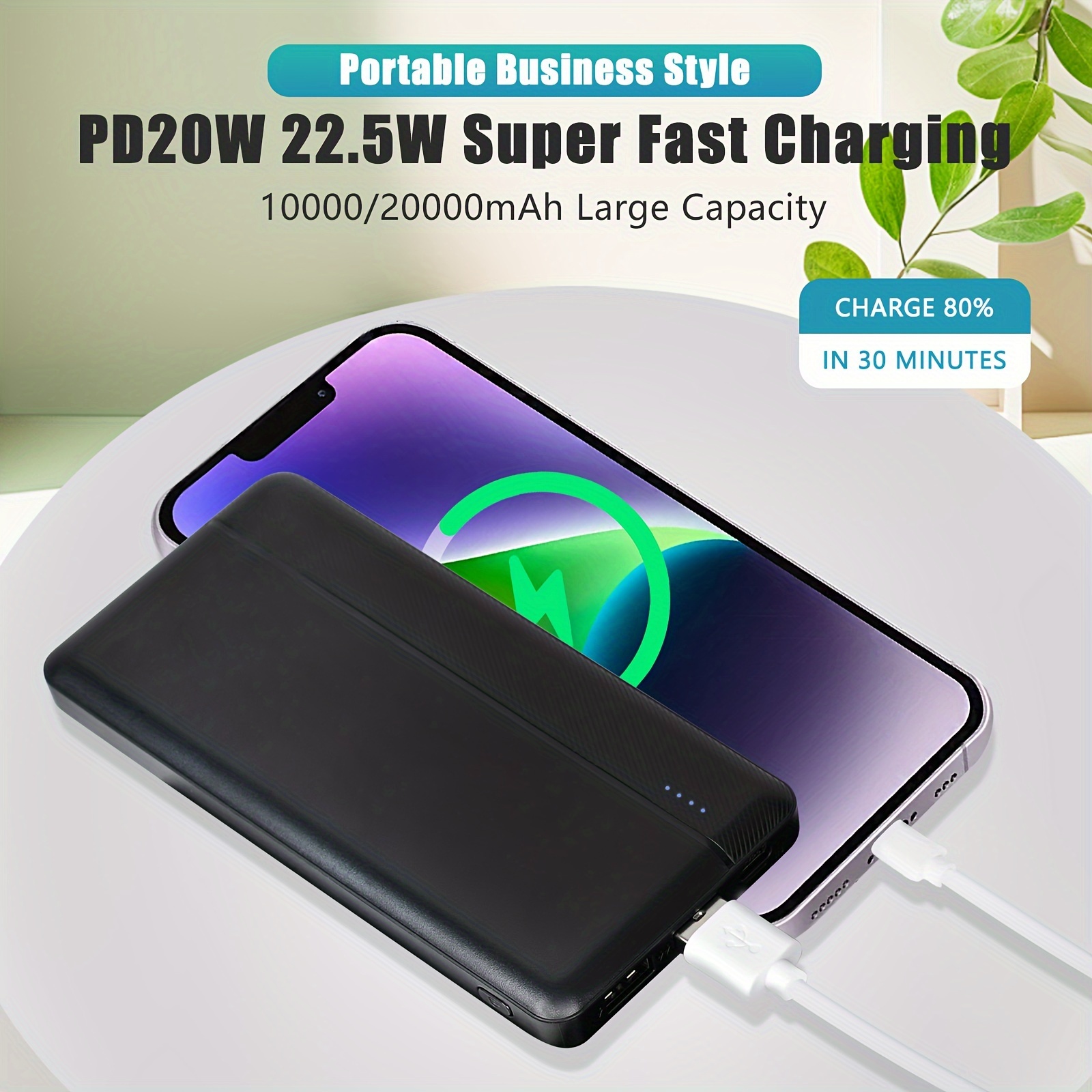 

10000/20000mah Large Capacity Thin Portable Pocket Size Pd20w 22.5w Charging Power Bank, High Business Minimalist Style, Travle Must Have, Battery Charger, For Iphone 6 7 8 X Xr 11 12 13 Pro Max