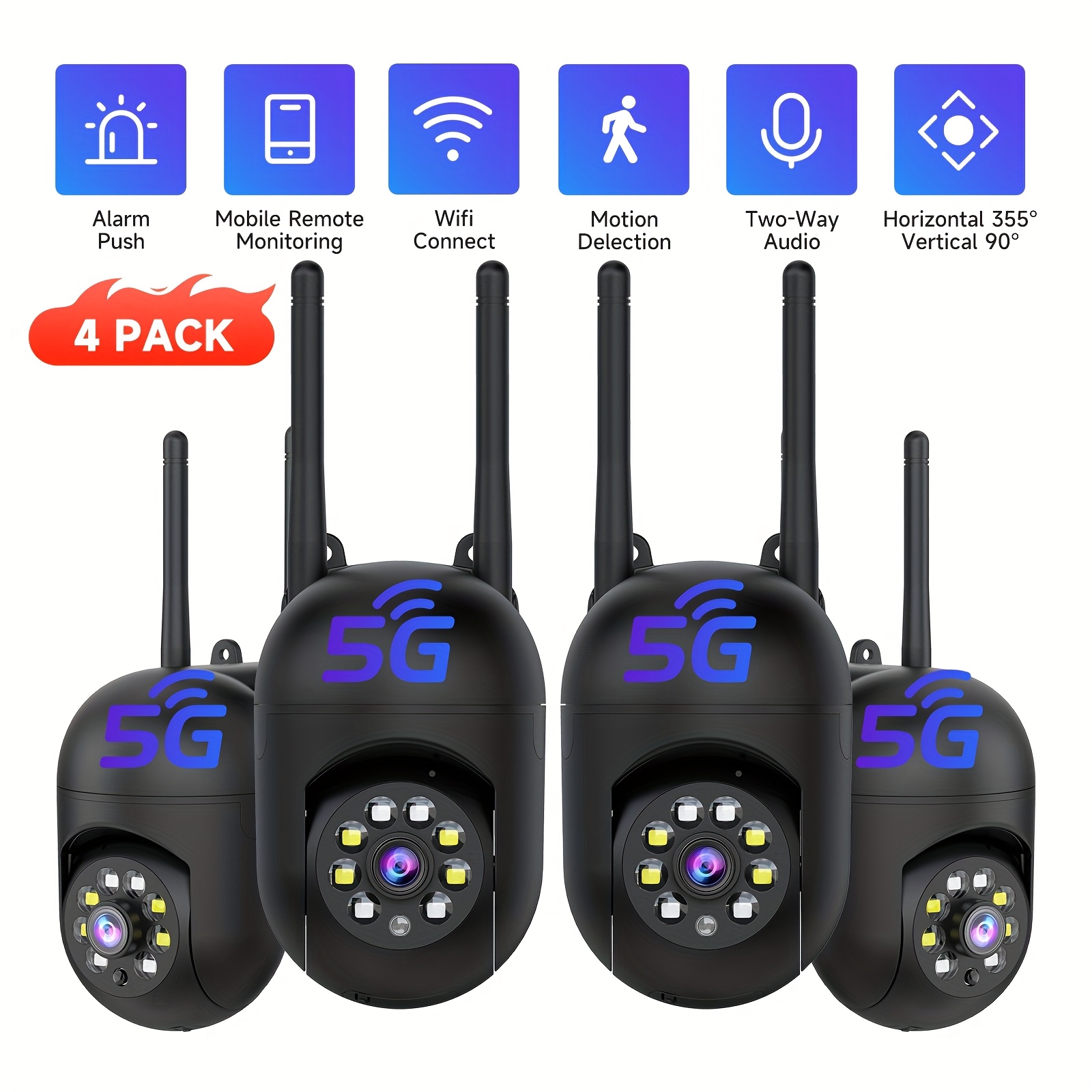 4pcs security camera wireless cloud storage month cloud Temu