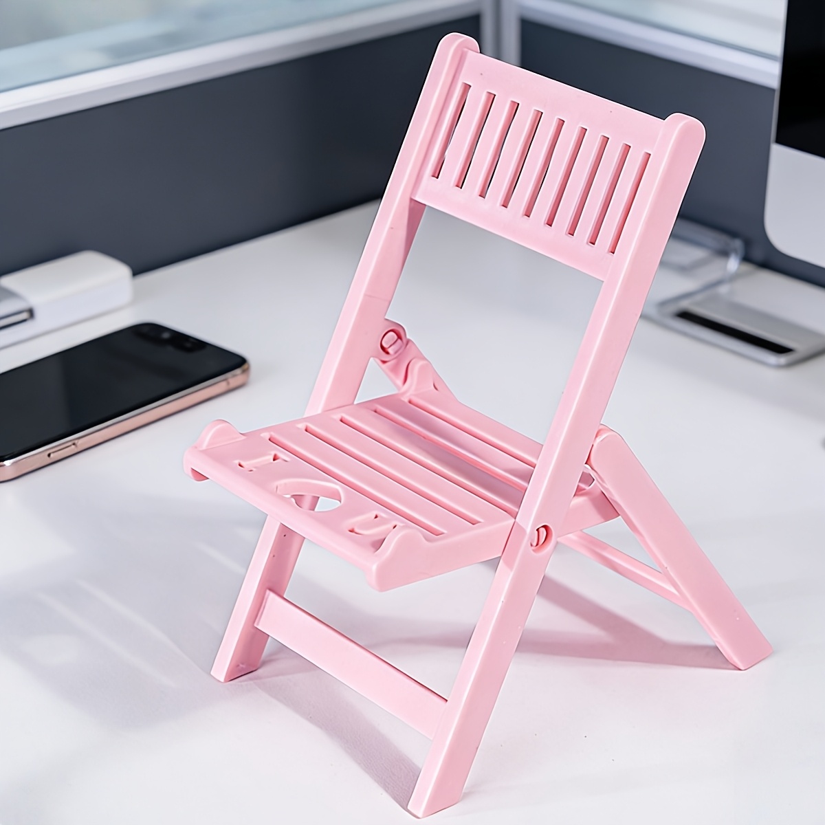 TEMU かわいい椅子型スマホホルダー スチックデンド ユニバーサル 滑り止め 携帯電話ブラケット 自宅 オフィス デスクトップ装飾用