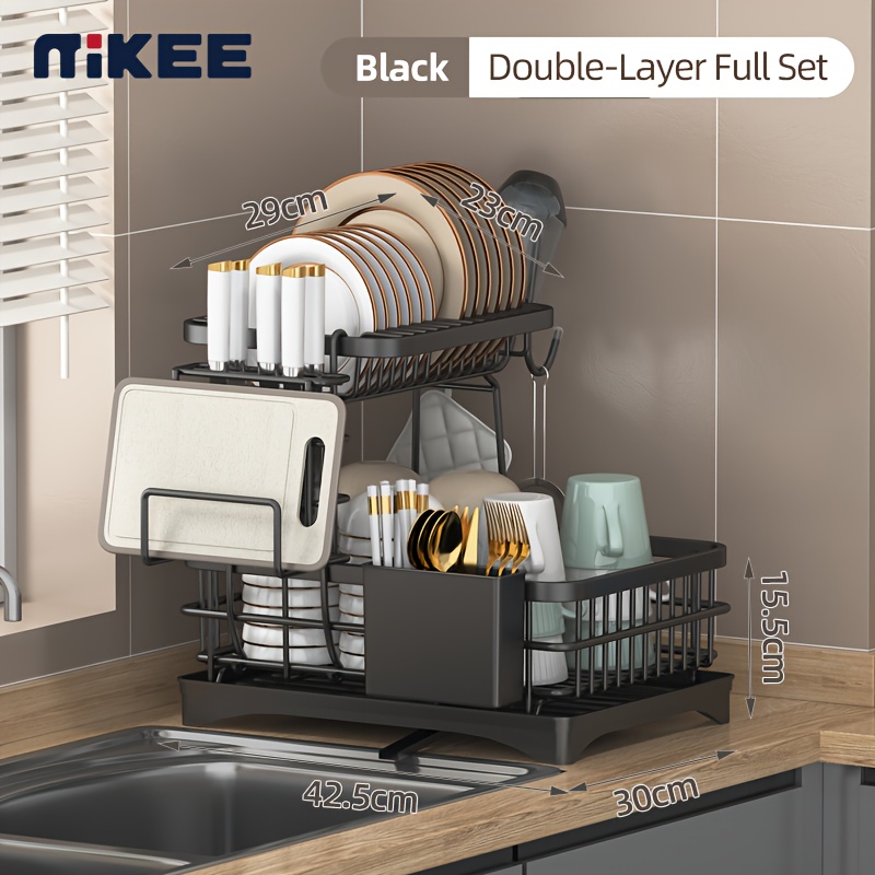 TEMU Over The Sink Dish Drying Rack, Adjustable Sink Drying Rack For Kitchen Sink, Metal Dish Drying Rack Saving Space, 2-tier Dish Drying Rack Over