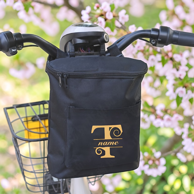 TEMU Custom Name 26-letter Customization Electric Scooter Bag Scooter Storage Organizer Large Size Oxford Material Handlebar Bag For Bike And Scooter