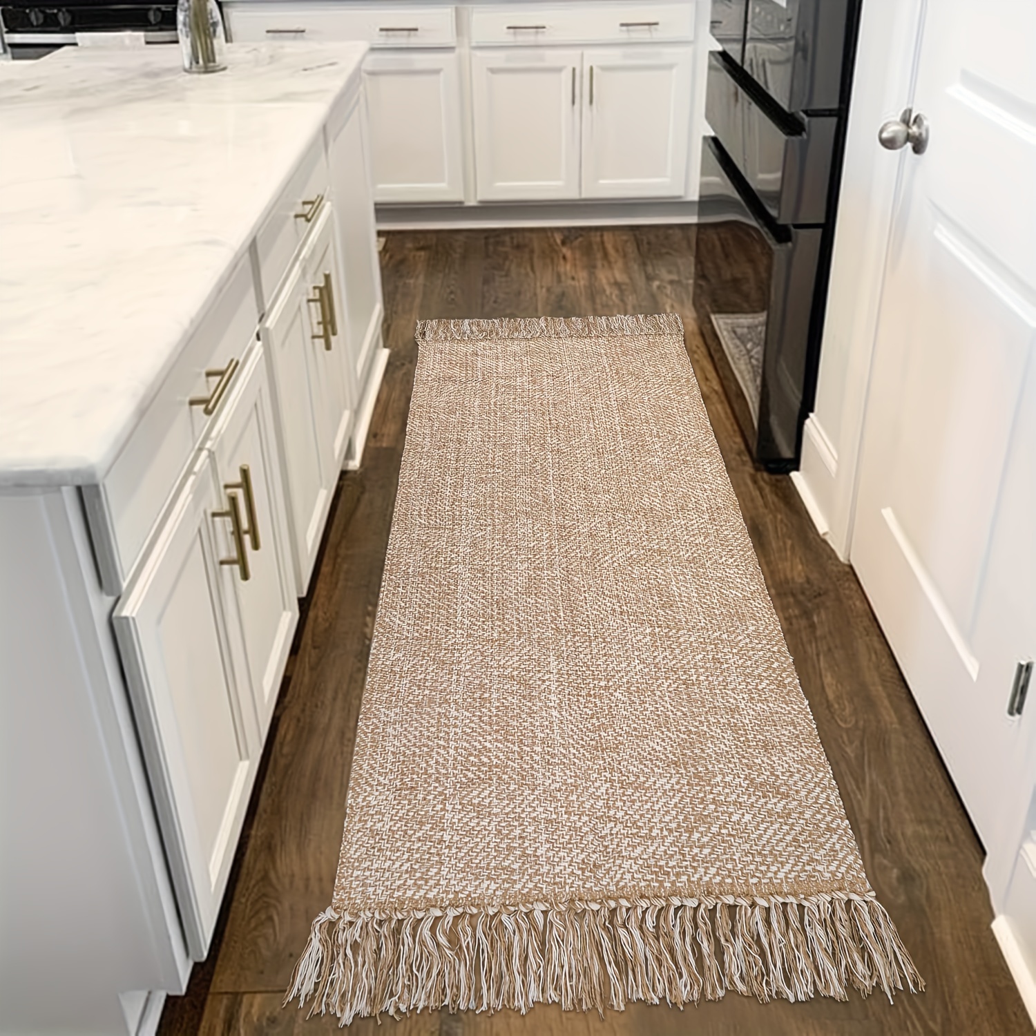 

2x3/3x5/2x6 Washable Area Rug, Modern Woven Kitchen Rugs, Tan/cream Braided Cotton Rug Indoor Door Mat Throw Carpet For Entryway Living Room Nursery Mudroom Laundry