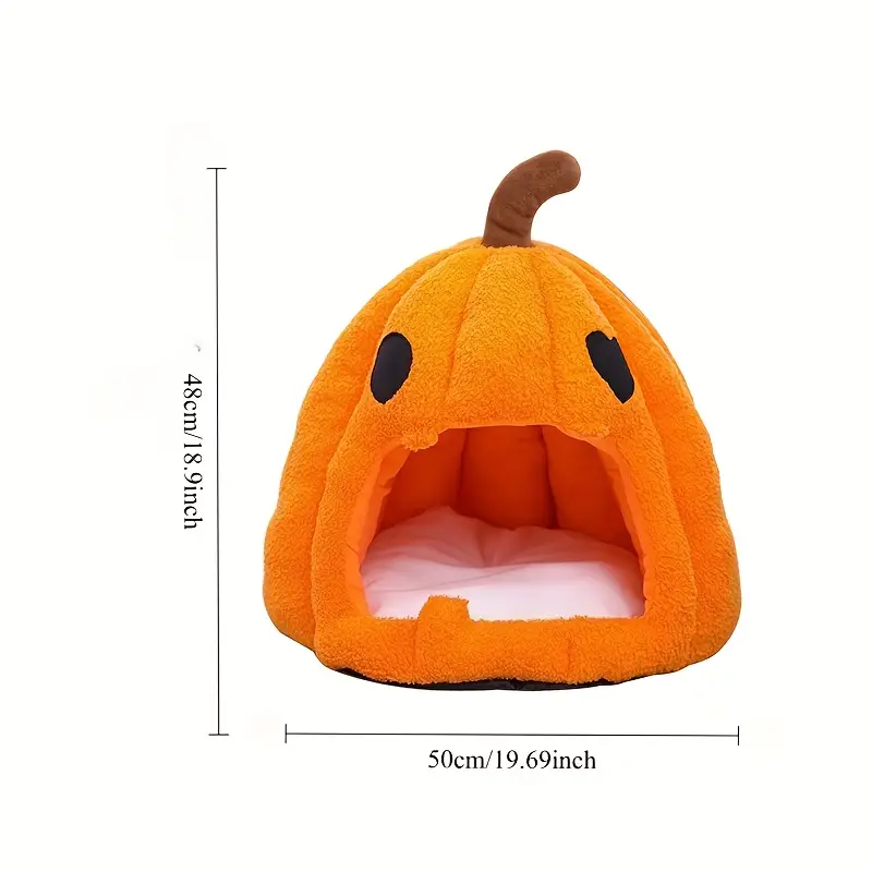 halloween pumpkin cat bed with removable mat soft and warm indoor tent for cats small dogs design mouth 4 season cozy shelter perfect halloween gift idea event accessory Product details 2