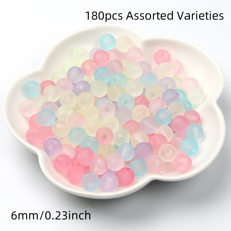 6/8/10/12mm 180/90/55/36pcs Shiny Random Color Loose Acrylic Round Beads For Jewelry Making Diy Bracelets Necklaces Phone Charms Accessory Materials Sewing Crafts