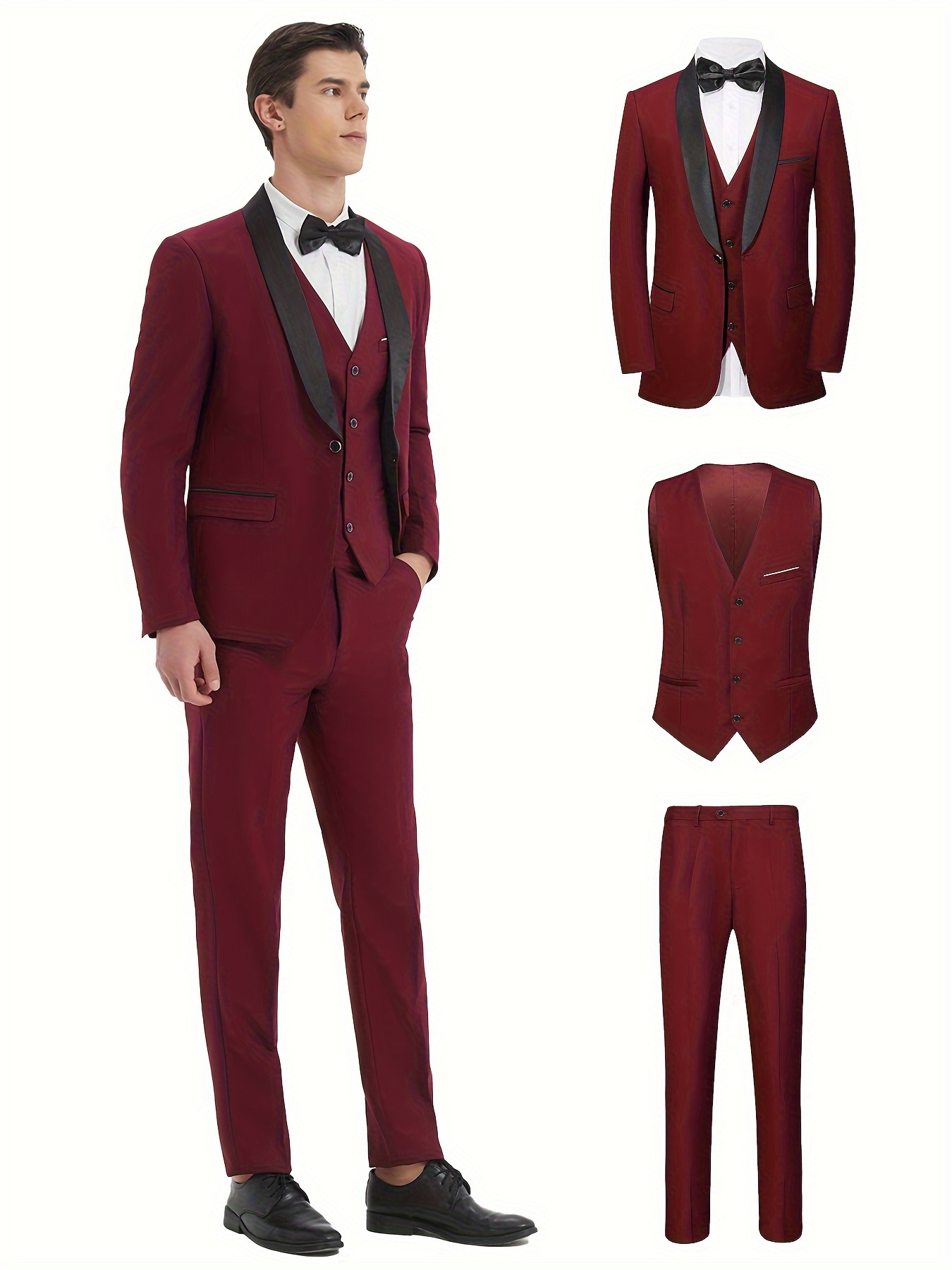Formal * 3 Pieces Mens Black Suit High-end Banquet * Vest Pants Set Stage  Prom Suits