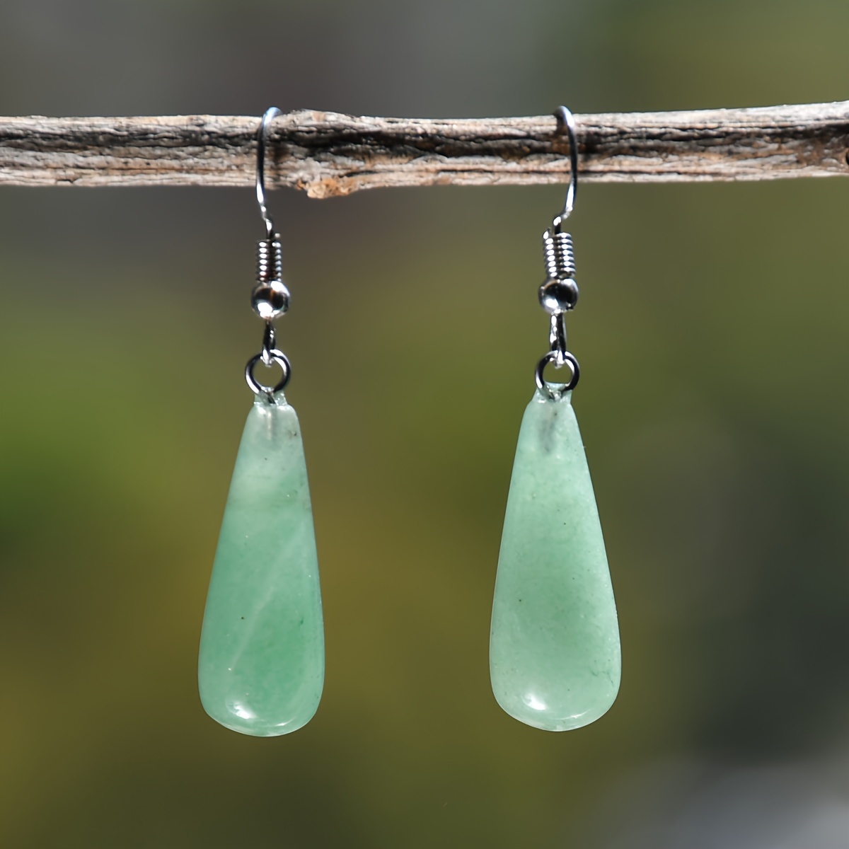 Image of Colorful Droplet Natural Stone Crystal Dangle Earrings Boho Style Wear Vacation Decor Jewelry Female Gift