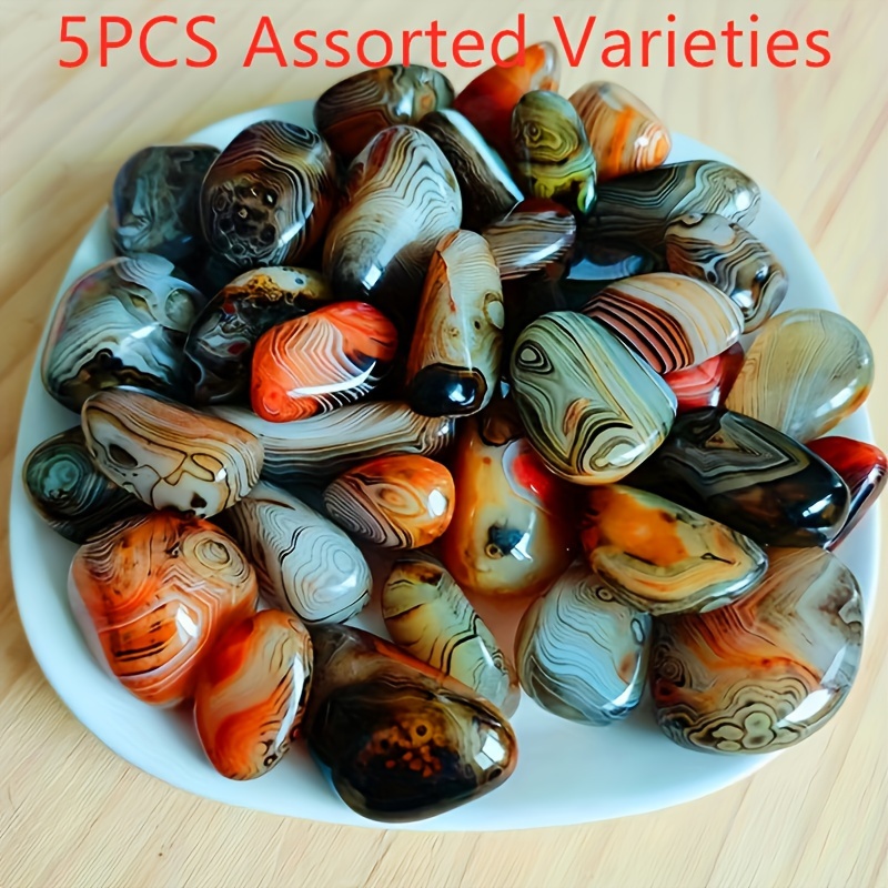 

5pcs Natural Agate Polishing Stone, Small Crystal Ornaments, Flower Pot Decoration, Fish Tank Ornamental Stones, Gifts For Family And Friends