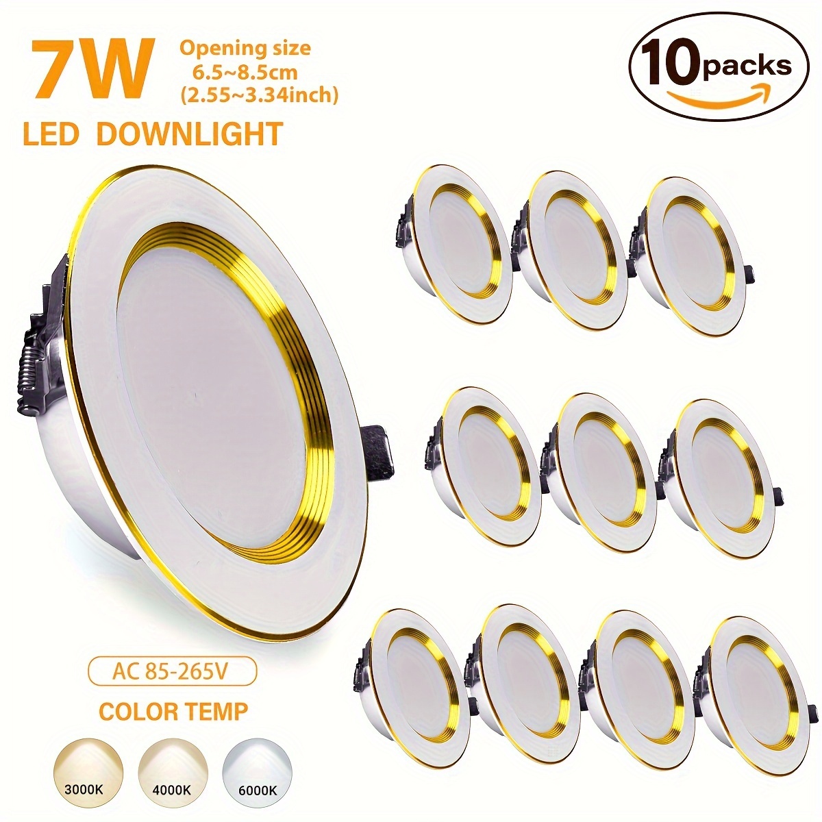

10 Pack Recessed Lighting 4 Inch, Ultra-thin Led Recessed Lighting 7w 700lm Downlight Dimming Light3000k/4200k/6000k, Pot Indoor Exterior Soffit Lighting