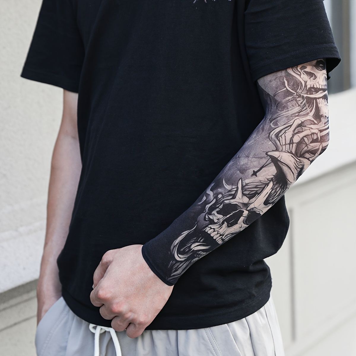 E-shop Tattoo Sleeve Sommer Herren und Damen Blumen Arm Sonnenschutz Eis Seide Faser Stoff Sleeve Leicht und Atmungsaktiv Unisex