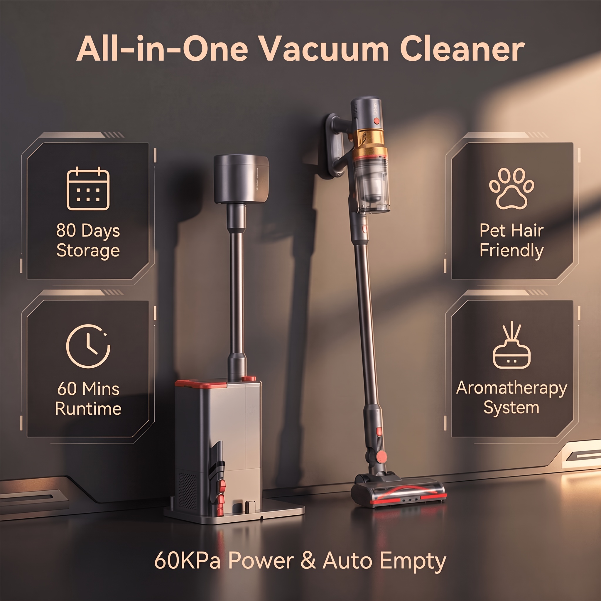 TEMU With Self-emptying, Lubluelu Brushless Motor Cordless Vacuum Cleaner, Up To , 60kpa Powerful Suction, , With Led Display/anti- Brush, Detachable