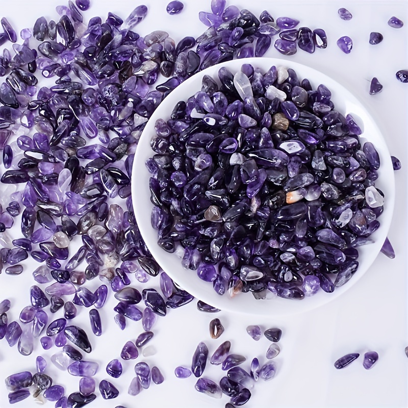 TEMU 400g Amethyst Chips Tumbled Natural Irregular Shaped Stone For Vase Filler Aquarium Stones Home And Office Desktop Decorative Gravel Gemstone