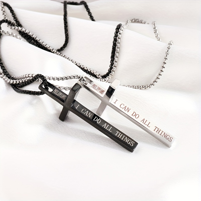 1pc stainless steel cross pendant necklace fashion necklace for boys easter gift details 3
