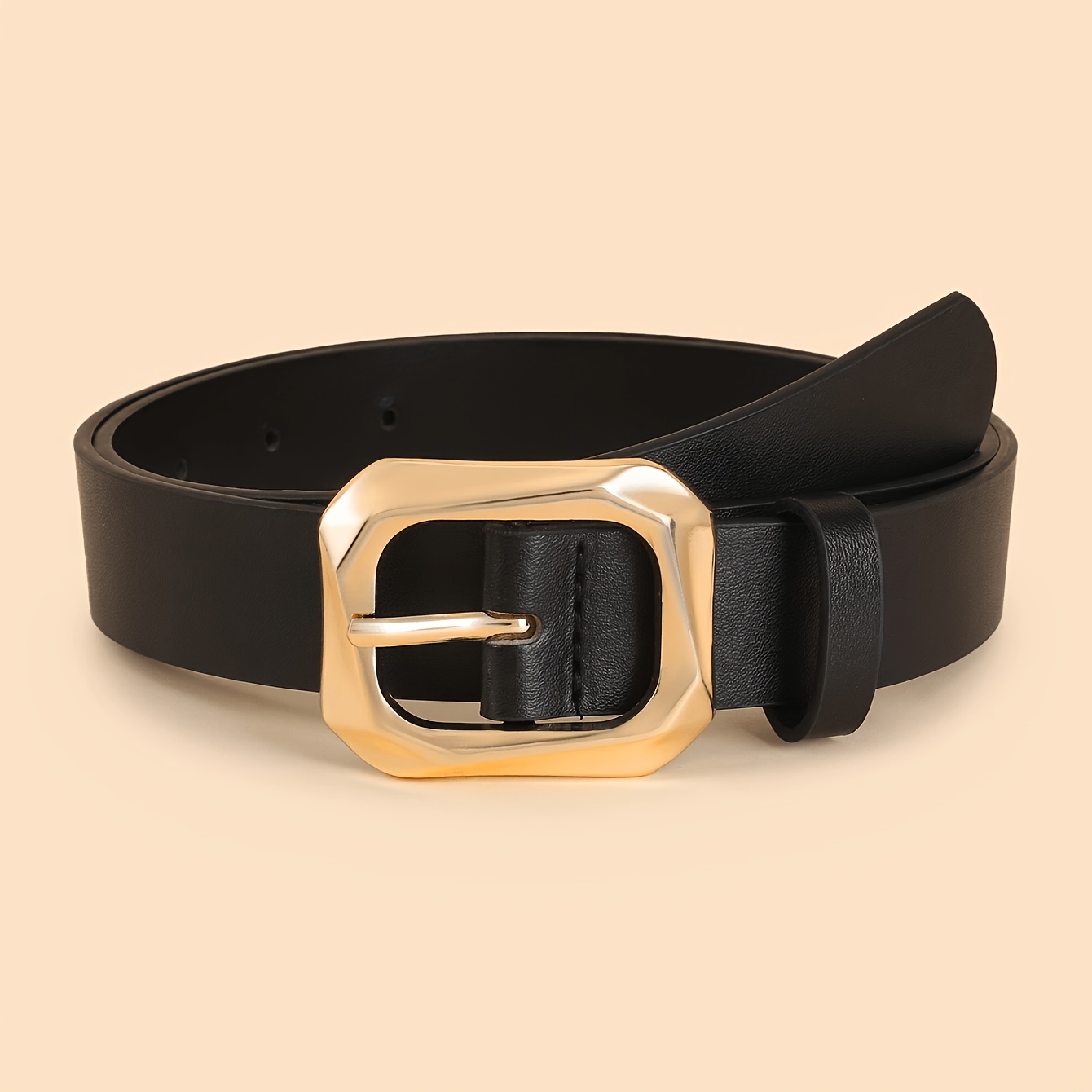 TEMU Women's Belt, Square Metal Workplace Design, Handmade Light Easy, Multi-functional Versatile Clothing, Suitable For Matching
