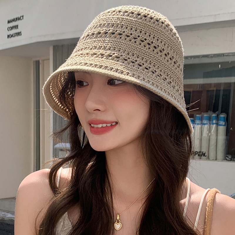 TEMU Cappello da pescatore a secchiello stile con uncinetto traforato da donna, cappellino e traspirante, per , spiaggia