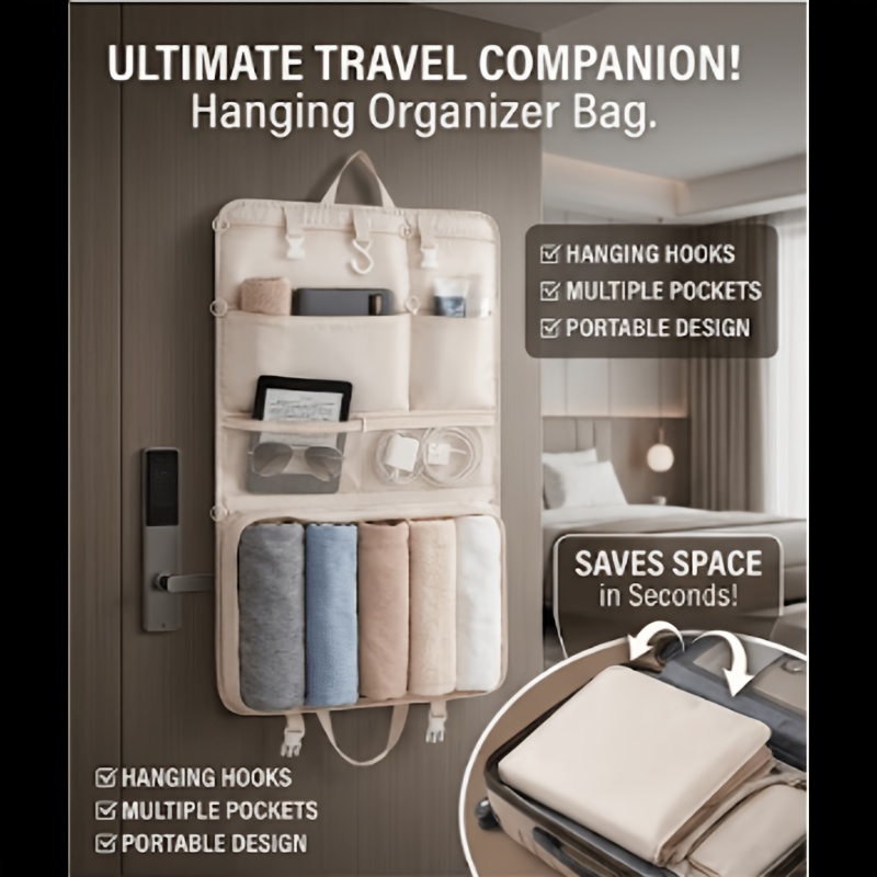 1pc 7 in 1 travel organizer including toiletry bag cosmetics pouch and shoe bag for organizing luggage large capacity travel storage bag with independent compartments suitable for clothes pants socks and more