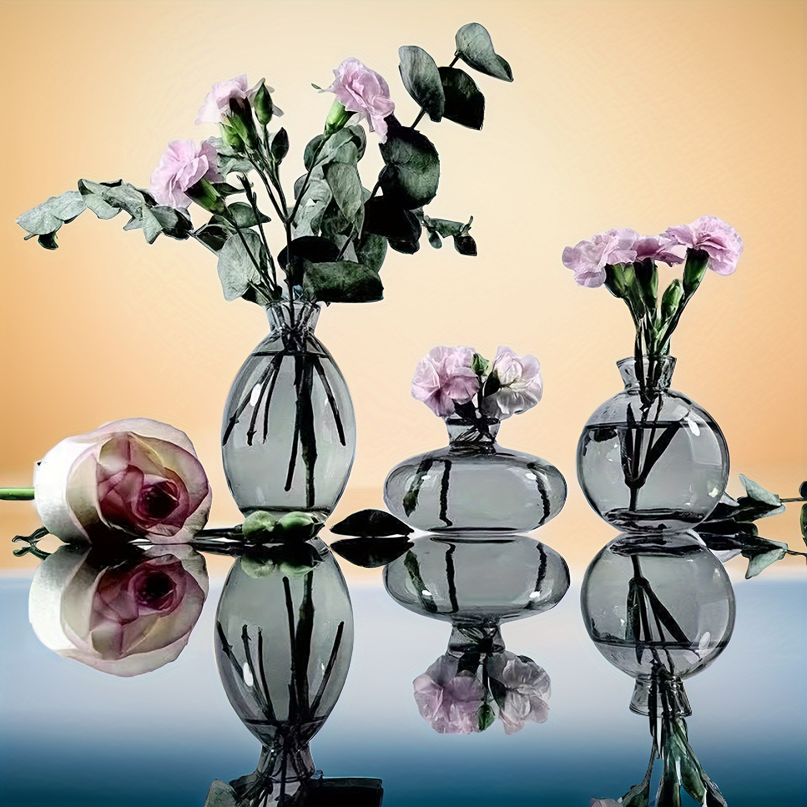 

Luxury 3-piece Mini Vase Set Living Room Table Ornaments Party Decoration Small Diameter Flowers Hydroponic Vase.