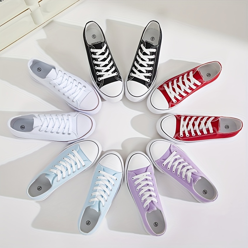 

Women's Low Top Flat Canvas Sneakers, Casual & Breathable Low-top Walking Skate Shoes, Comfort Footwear For Everyday Wear