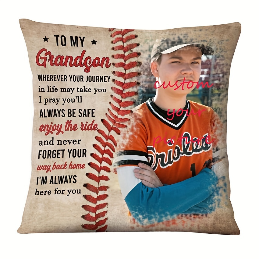 

1pc Single-sided Printing Super Soft Short Plush Throw Pillow 18x55 Inch Baseball Gift For Grandson To My Grandson Pillow Custom Personalized Gifts (no Pillow Core)